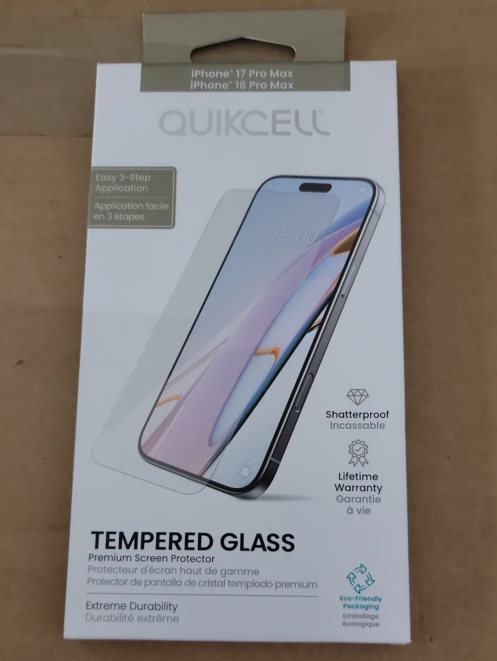 Quikcell Tempered Glass Screen Protector for iPhone 17 Pro Max / 16 Pro Max